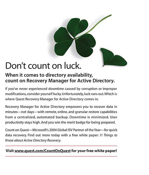 Recovery Manager for Active Directory ad copy by Monocle Creative